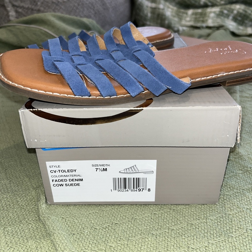 Crown Vintage Blue Denim Faded Cow Suede 7.5 NIB